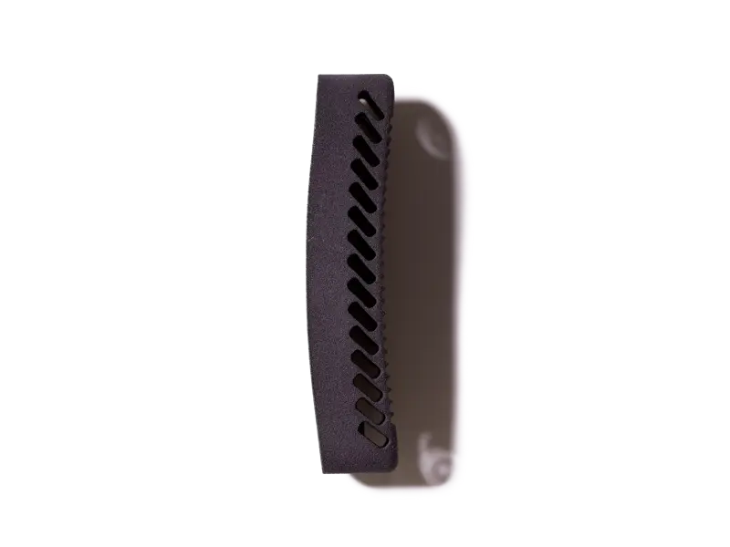 Close-up of butt pad showing grip and fit on PSA Style 2 stock