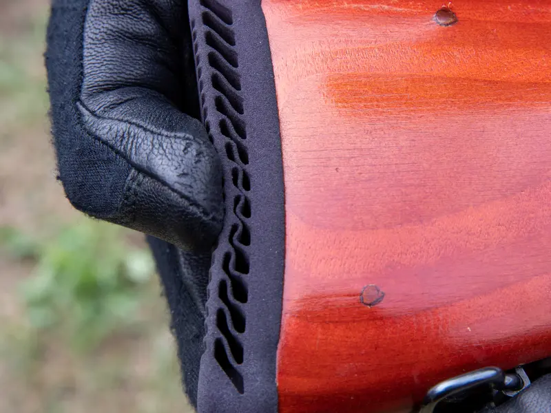 Detail of pad compressing under recoil