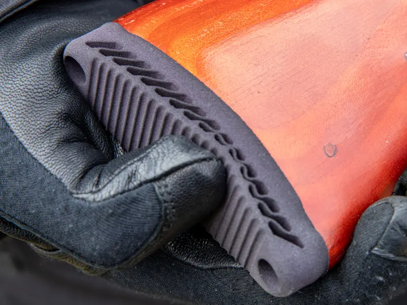 Butt pad being installed on a Riley Defense rifle