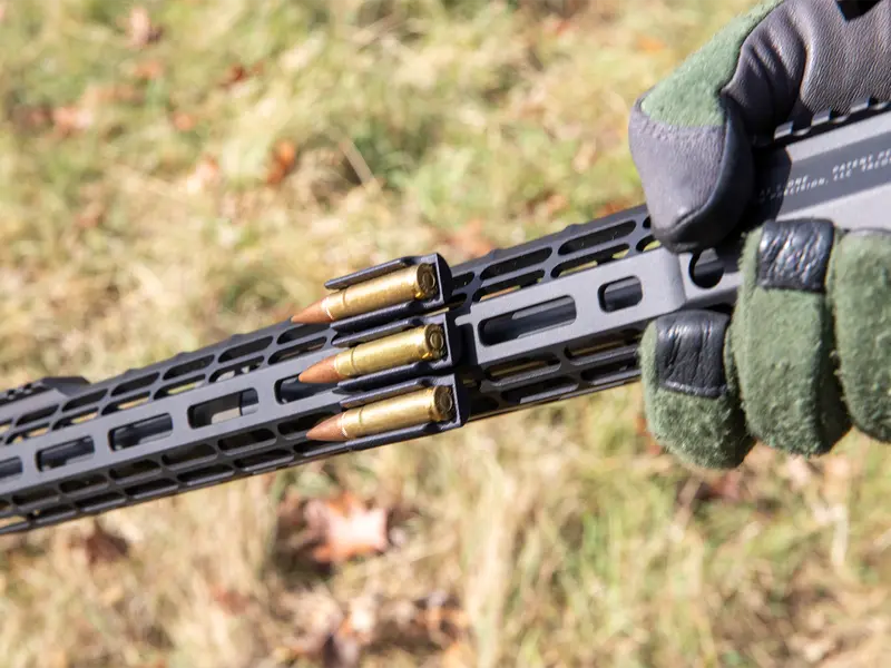 Side view of Ammo Carrier installed on a modern sporting rifle