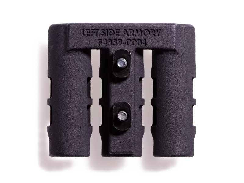 Detailed view of M-LOK mounting hardware and reinforced construction for large calibers