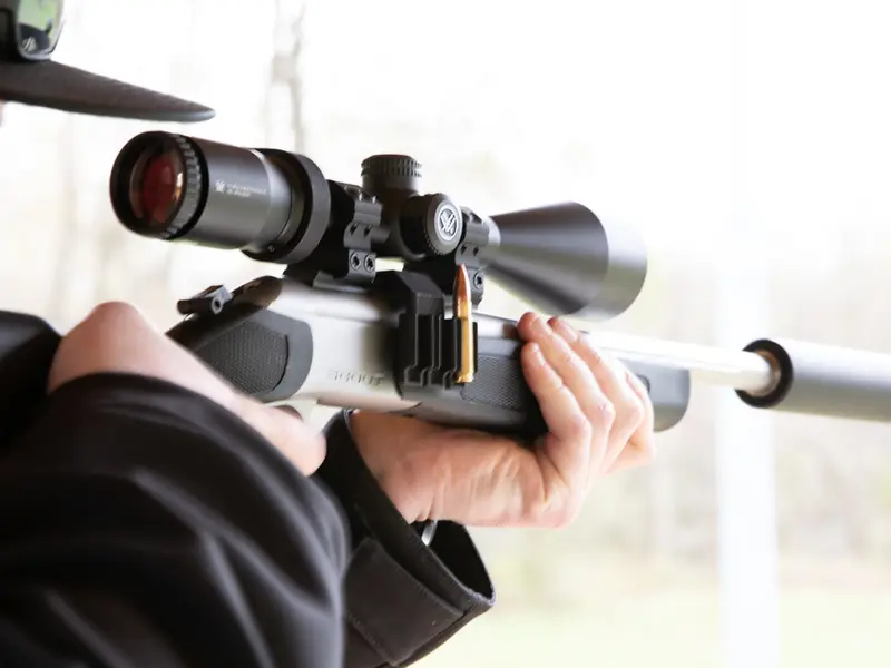 Ammo Carrier in use at a shooting range on a CVA Scout