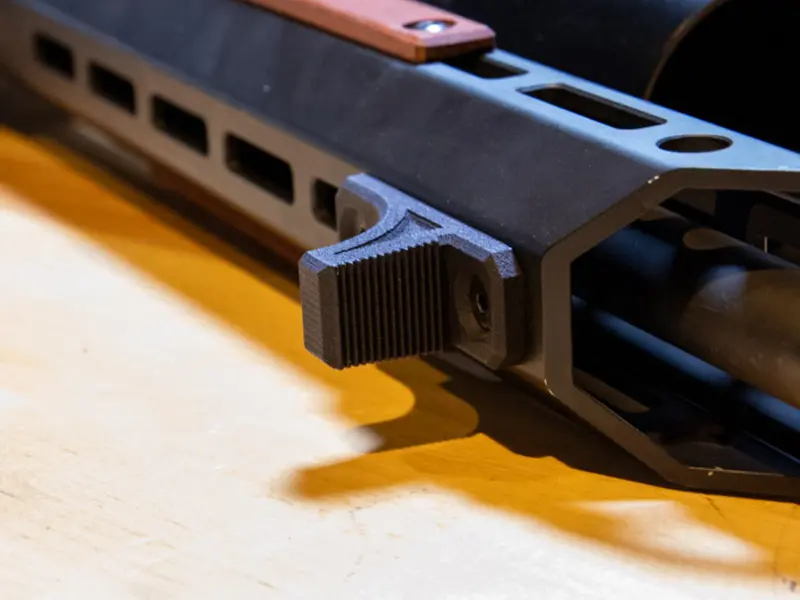Barricade Stop in use, rifle pressed against a barricade