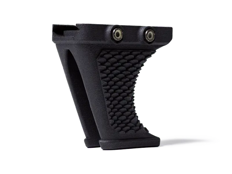 Side view of tall hand stop showing extended profile