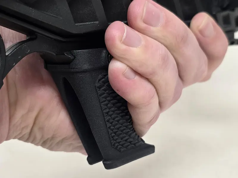 Hand stop installed on a modern sporting rifle