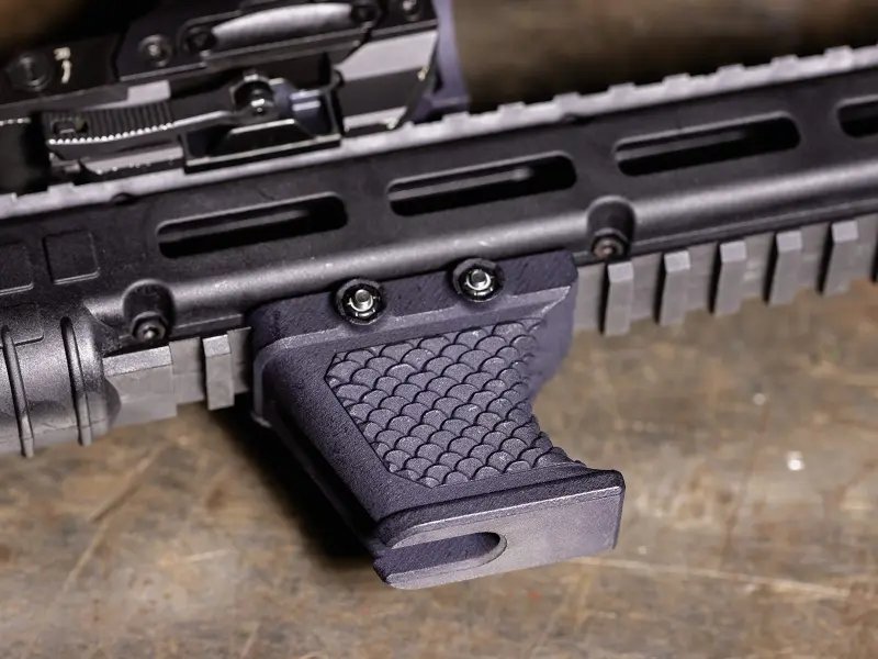 Hand Stop in use, shooter pulling rifle into shoulder