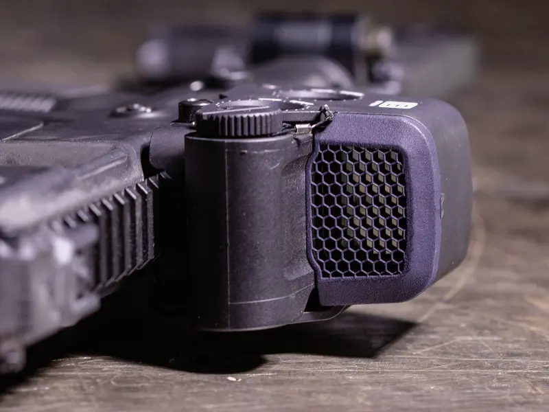 Close-up of honeycomb mesh on Kill Flash, showing anti-reflection design