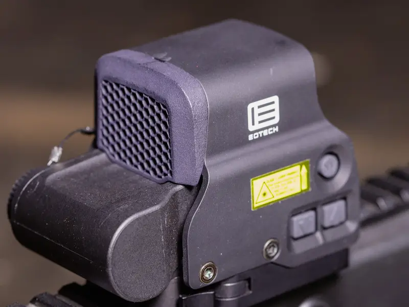 Detail of Kill Flash snapped onto the optic, showing secure fit