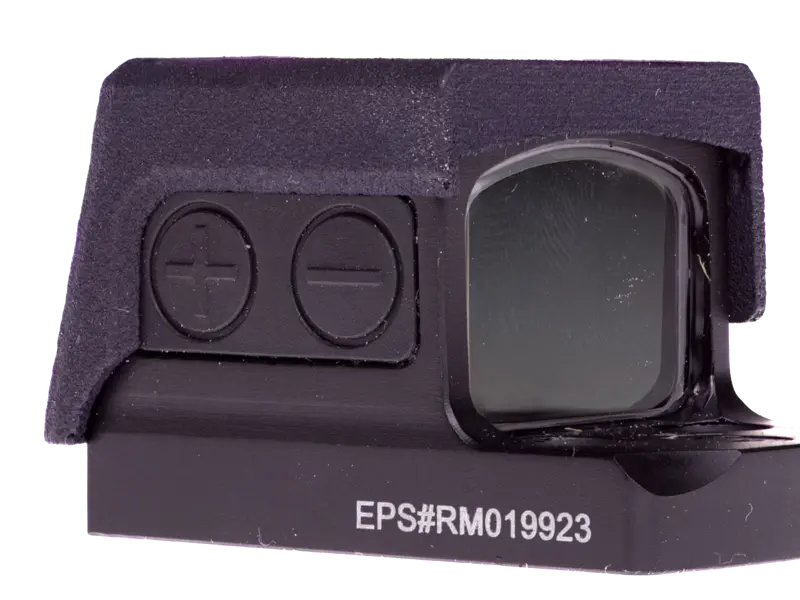 Detail of Kill Flash snapped onto the optic, showing secure fit