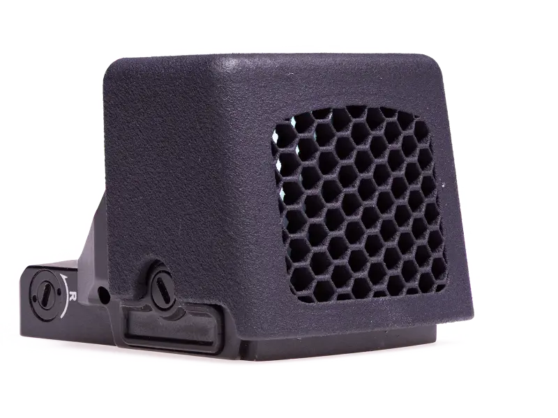 Lightweight KillFlash cover for Holosun HE507COMP shown on scale