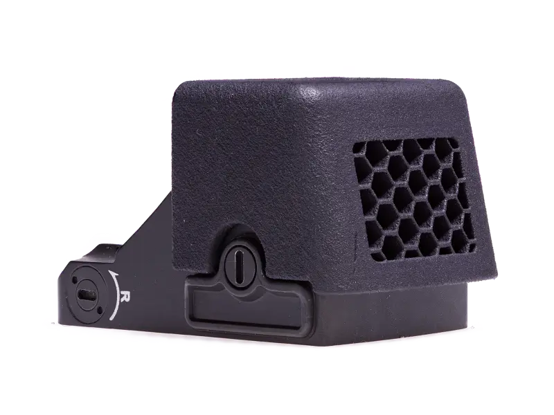 Lightweight KillFlash cover for Holosun HE507K shown on scale