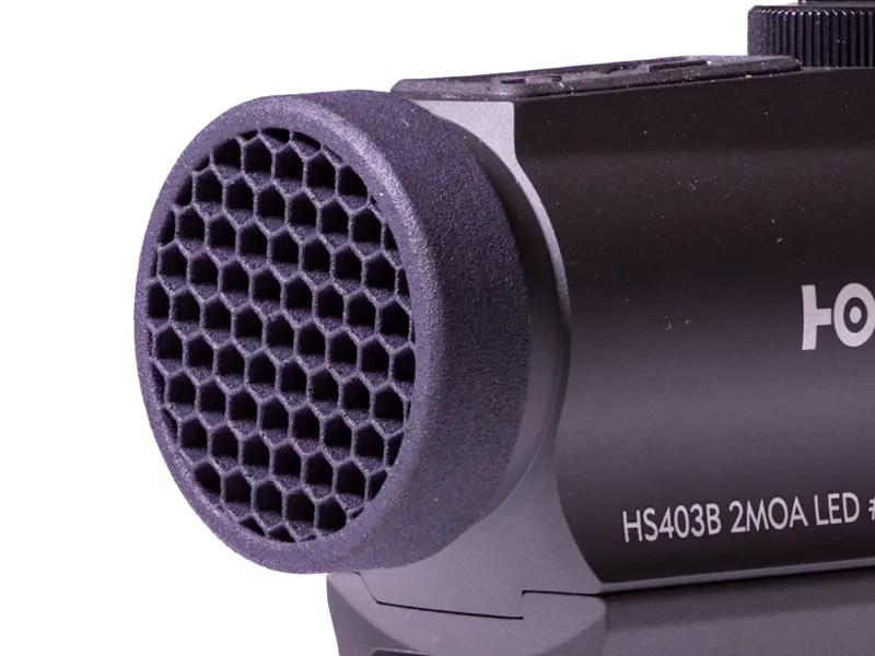 Detail of Kill Flash snapped onto the optic, showing secure fit