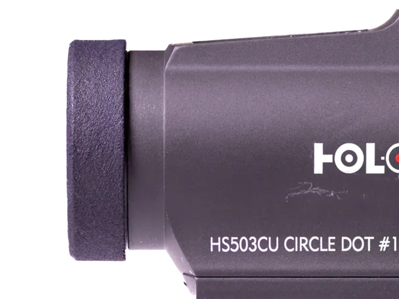 Detail of Kill Flash snapped onto the optic, showing secure fit