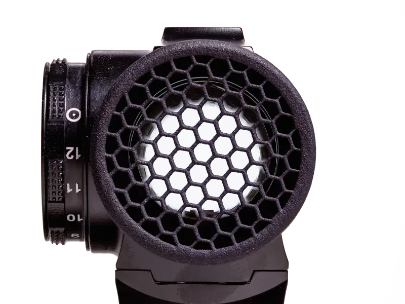 Close-up of honeycomb mesh on Kill Flash, showing anti-reflection design