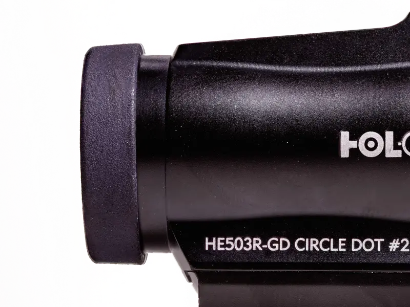 Detail of Kill Flash snapped onto the optic, showing secure fit