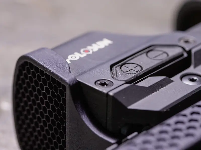Detail of Kill Flash snapped onto the optic, showing secure fit