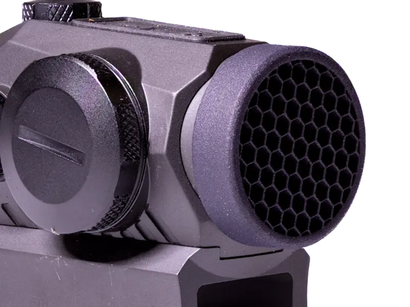 Detail of Kill Flash snapped onto the optic, showing secure fit