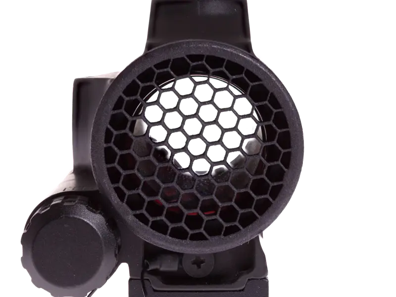 Close-up of KillFlash honeycomb pattern blocking sunlight on Sig Sauer Romeo7S