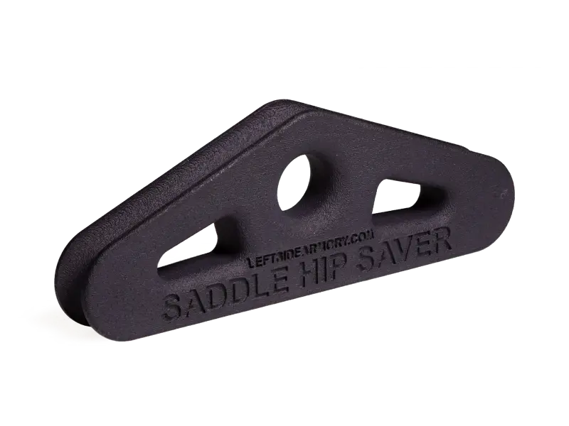 Close-up view of Saddle Hip Saver showing durable nylon construction and mounting points