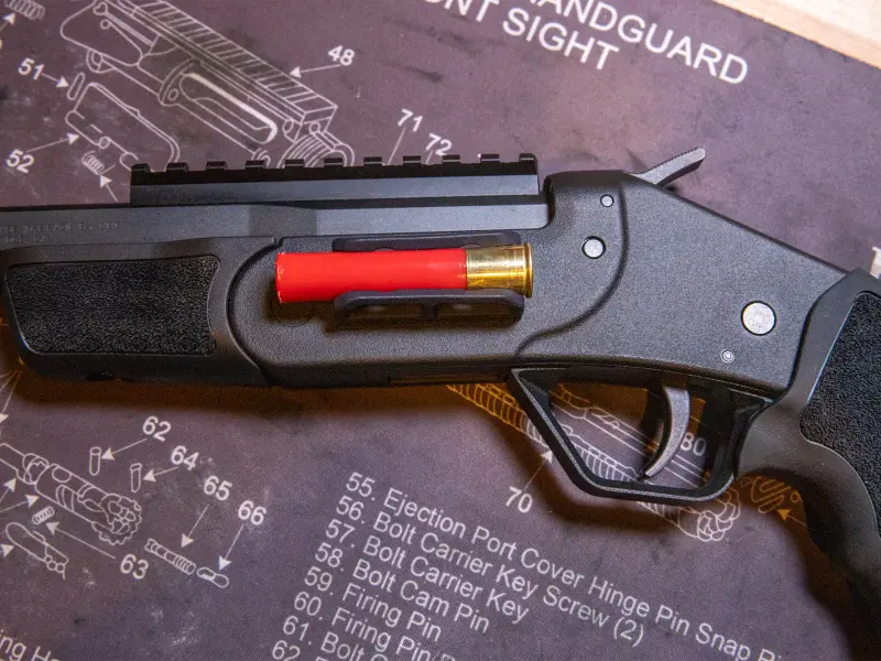 Universal fit for most shotguns, shown on a tactical model