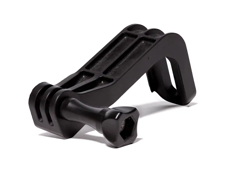 Action camera mount attached to a compound bow, ready for use in the field