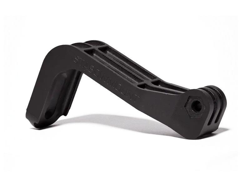 Stabowmount with GoPro attached, highlighting universal compatibility